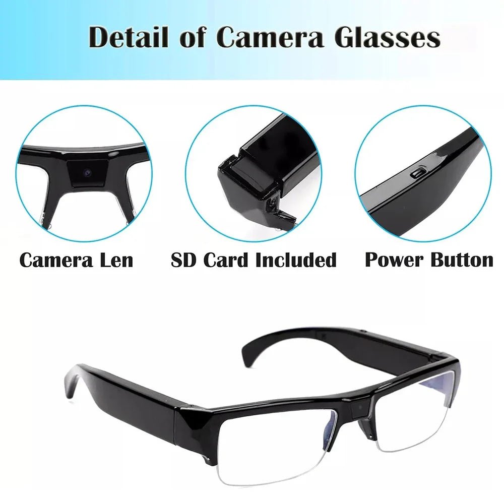 1080P HD Mini Camera Glasses Wearable DVR Video Recorder Black - SaveHub
