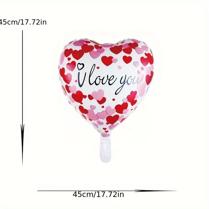 10pcs Heart - shaped Foil Balloons Valentine's Party Decor - SaveHub
