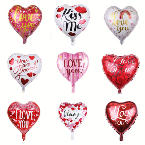 10pcs Heart - shaped Foil Balloons Valentine's Party Decor - SaveHub
