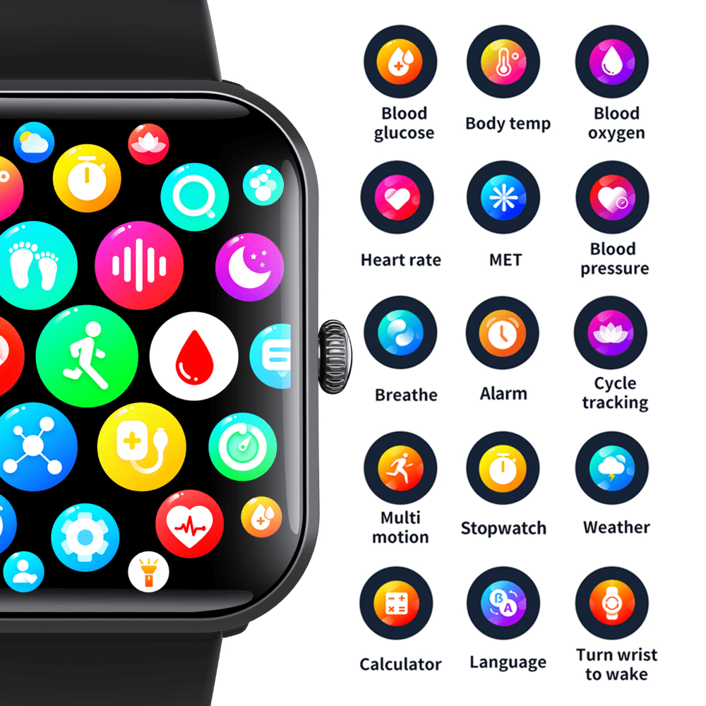 Blood Sugar Glucose Monitor Smart Watch for Diabetics SOS Emergency Alarm Call - SaveHub