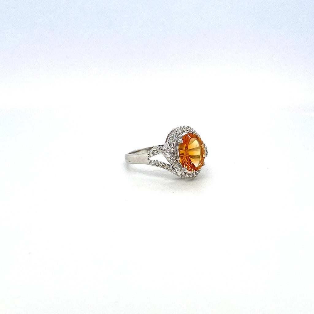 Citrine and Diamond Ring in 18K White Gold - KGR 15129 - SaveHub