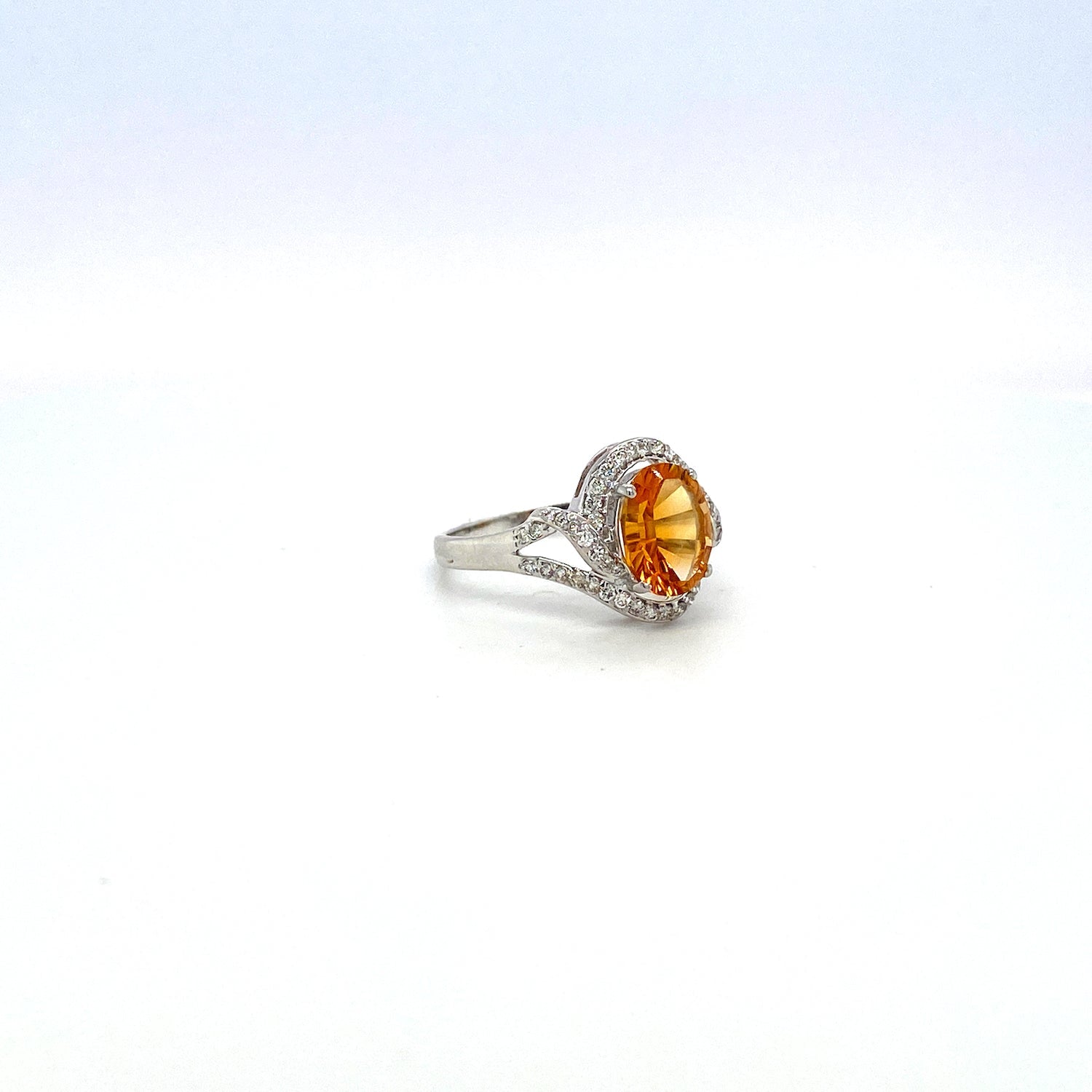 Citrine and Diamond Ring in 18K White Gold - KGR 15129 - SaveHub