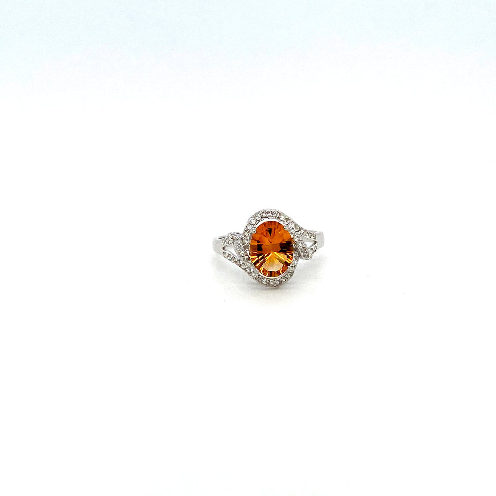 Citrine and Diamond Ring in 18K White Gold - KGR 15129 - SaveHub