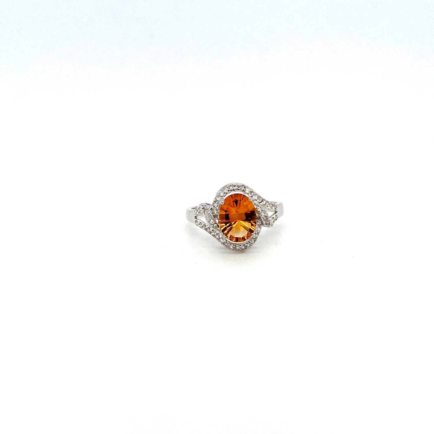 Citrine and Diamond Ring in 18K White Gold - KGR 15129 - SaveHub