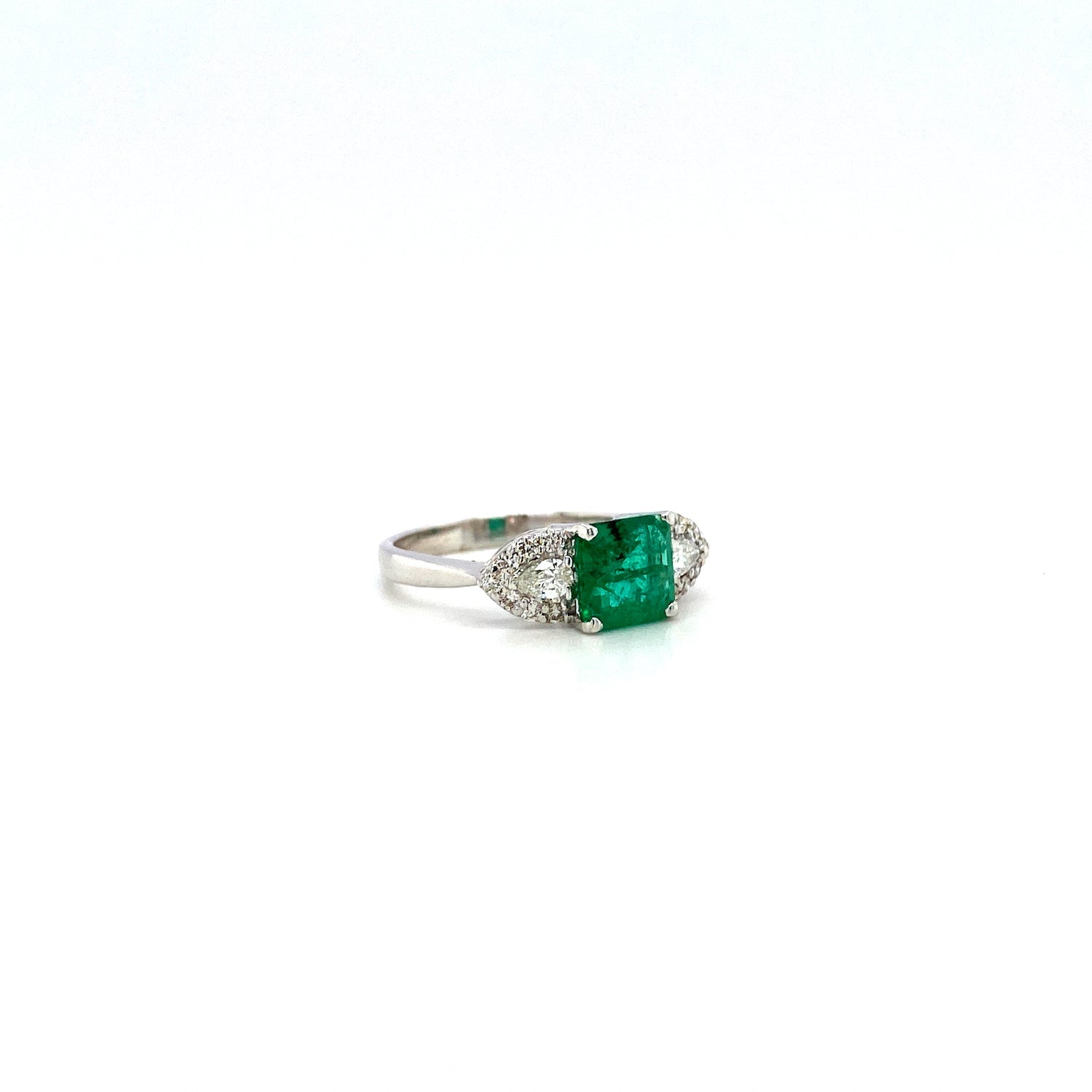 Emerald and Diamond Ring in 18K White Gold - KGR 17089 - SaveHub