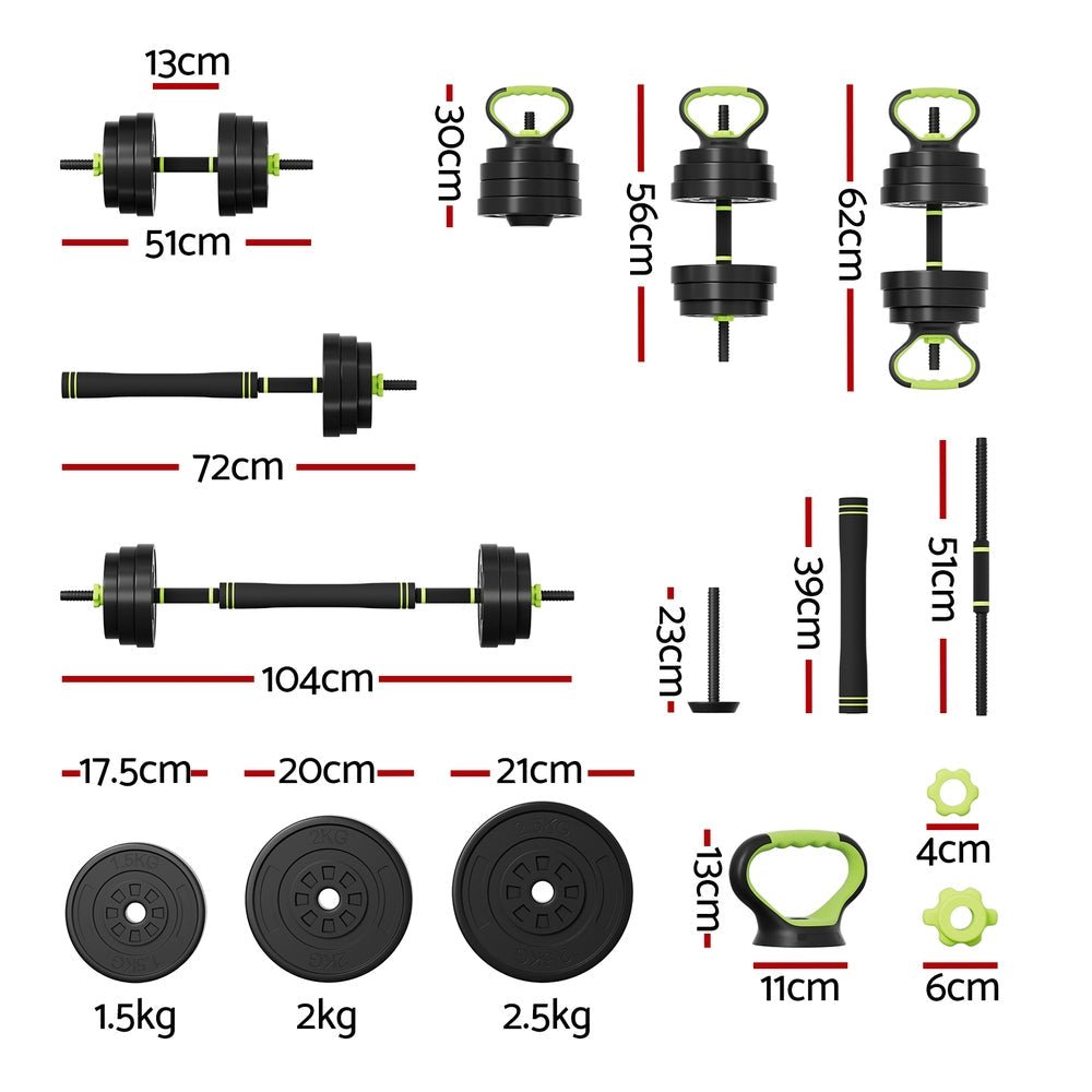 NNEDSZ 25kg Adjustable Dumbbells Set Kettle Bell Weight Plates Barbells Gym - SaveHub