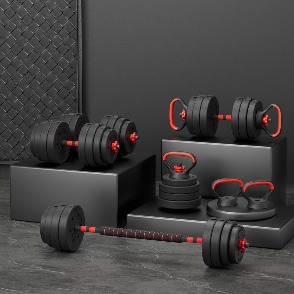 NNEDSZ 40kg Adjustable Dumbbells Set Kettle Bell Weight Plates Barbells Gym - SaveHub