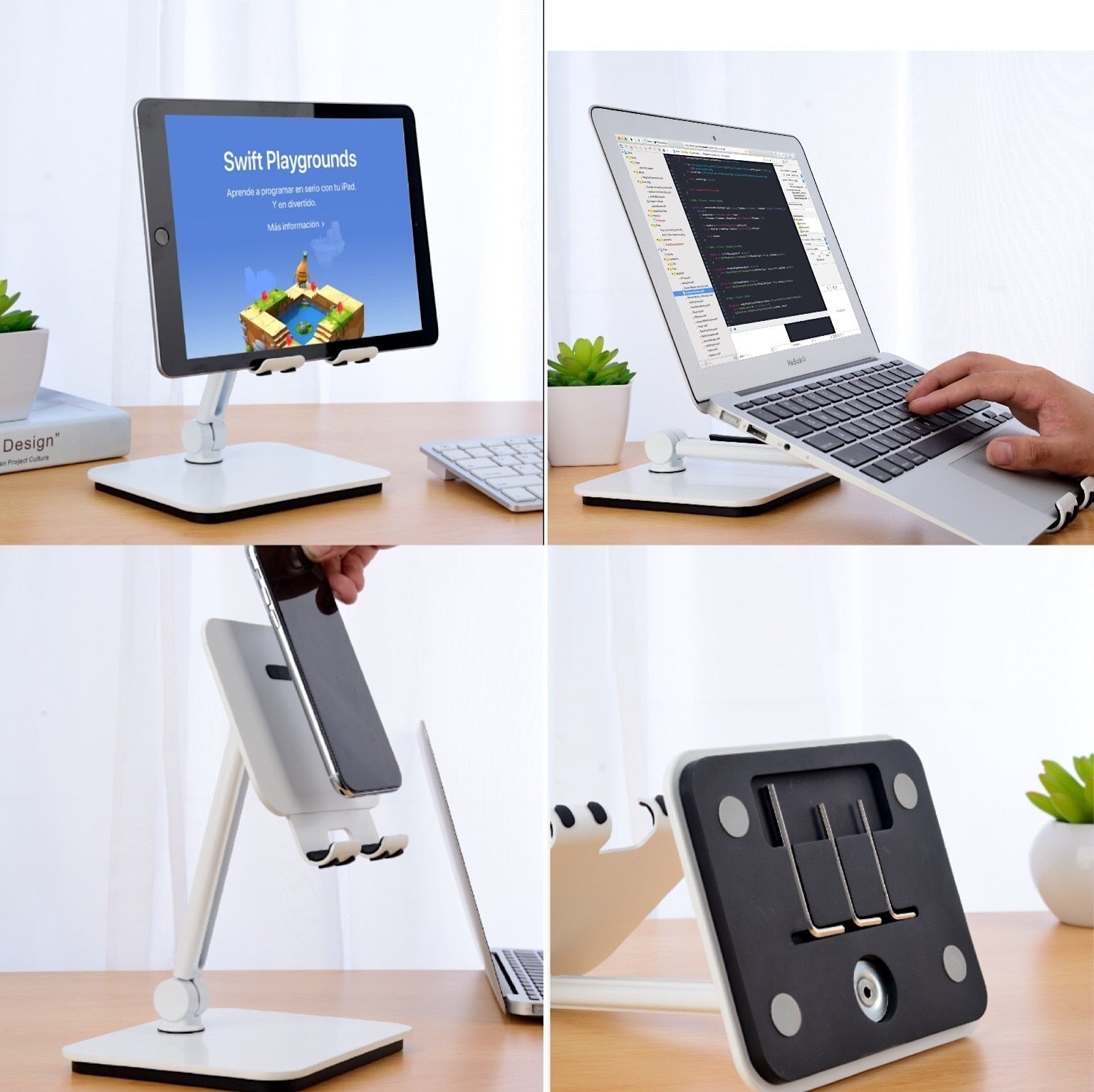 NNEDSZ Full Motion 3 in 1 Smartphone Tablet and Notebook Holder White - SaveHub