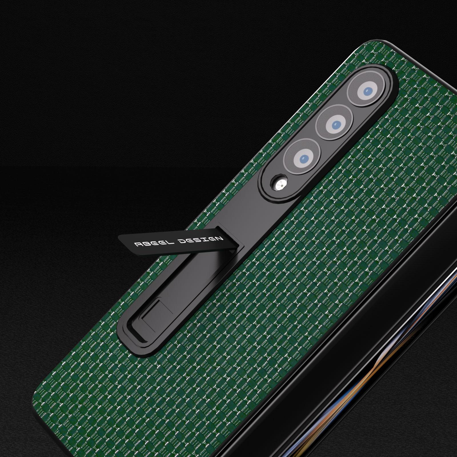 NNEDSZ Premium Leather Phone Case With Holder For Samsung Galaxy Z Fold 4 / 5G - Luxury Design - Night Green - SaveHub