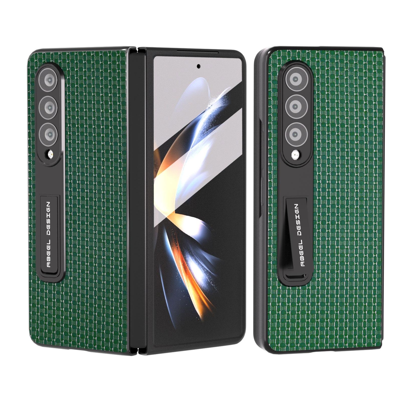 NNEDSZ Premium Leather Phone Case With Holder For Samsung Galaxy Z Fold 4 / 5G - Luxury Design - Night Green - SaveHub