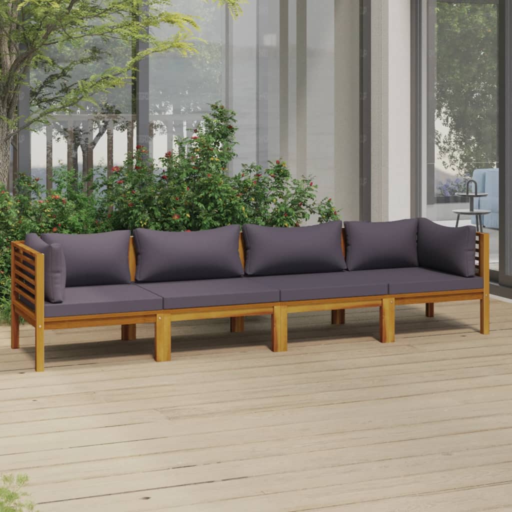 NNEVL 4 - Seater Garden Sofa with Cushion Solid Acacia Wood - SaveHub