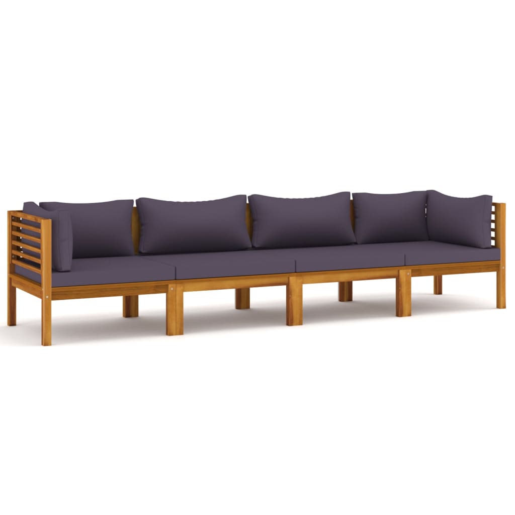 NNEVL 4 - Seater Garden Sofa with Cushion Solid Acacia Wood - SaveHub