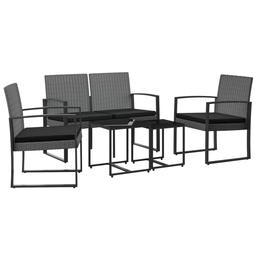 NNEVL 5 piece Garden Dining Set with Cushions Dark Grey PP Rattan - SaveHub