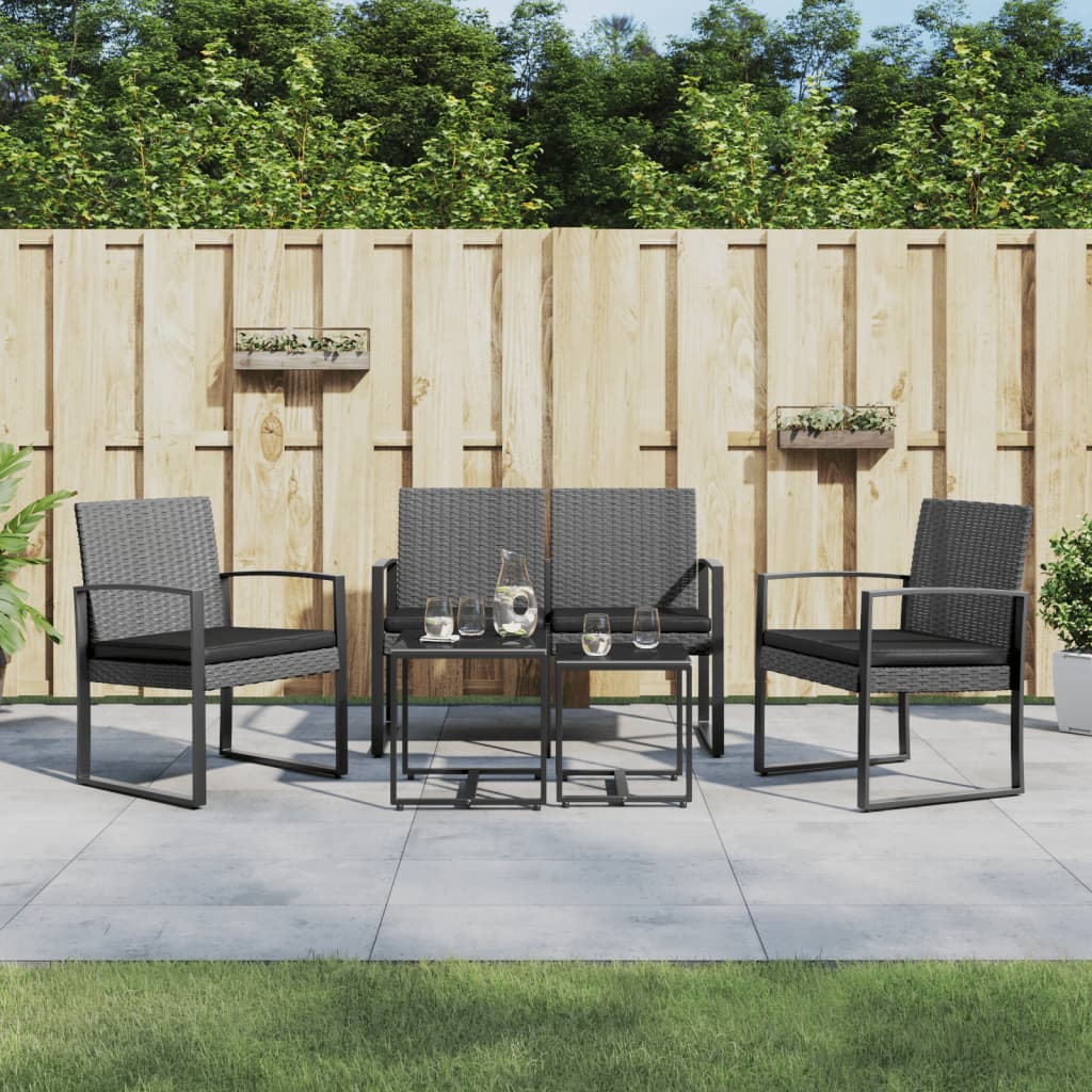 NNEVL 5 piece Garden Dining Set with Cushions Dark Grey PP Rattan - SaveHub