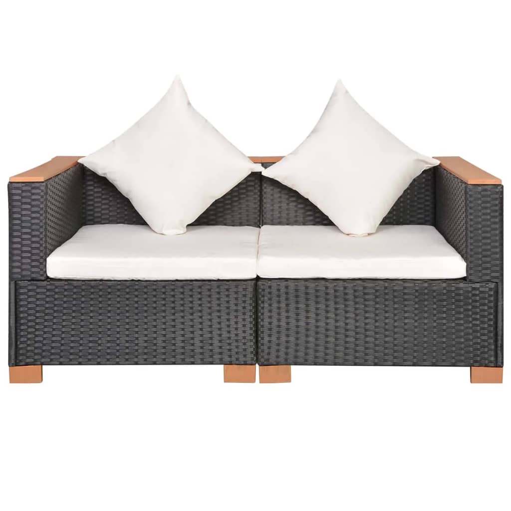 NNEVL Garden Sofa Poly Rattan Black - SaveHub