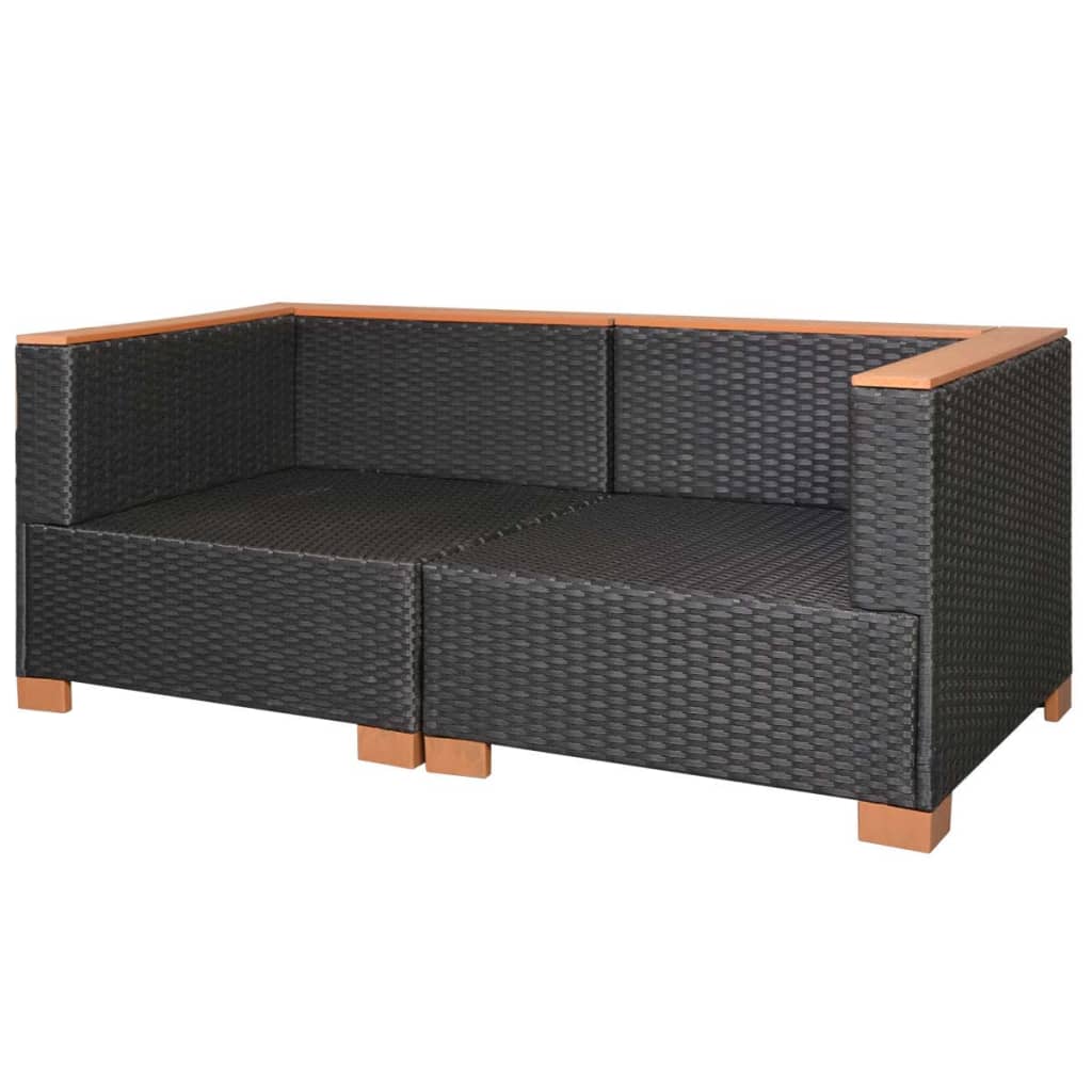 NNEVL Garden Sofa Poly Rattan Black - SaveHub