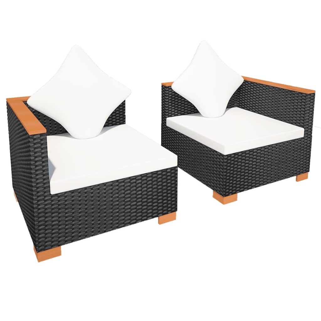 NNEVL Garden Sofa Poly Rattan Black - SaveHub